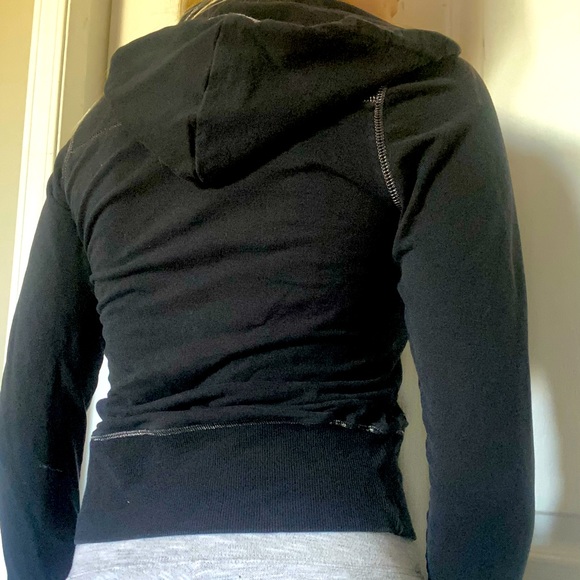 BCBG Black fitted zip up hoodie - Picture 2 of 6